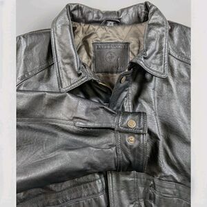 Expressions Contemporary Jacket Men's L Black Leather Lined Moto Biker Vintage